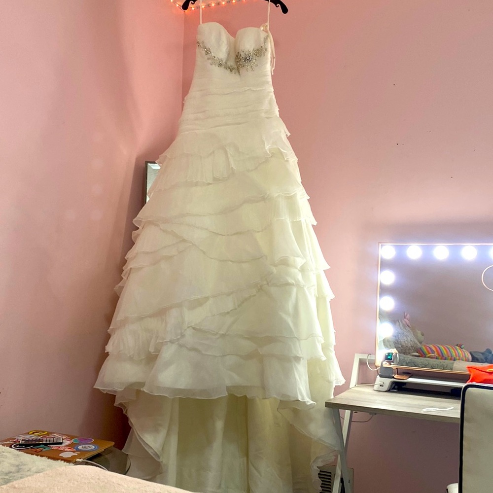 White wedding dress.